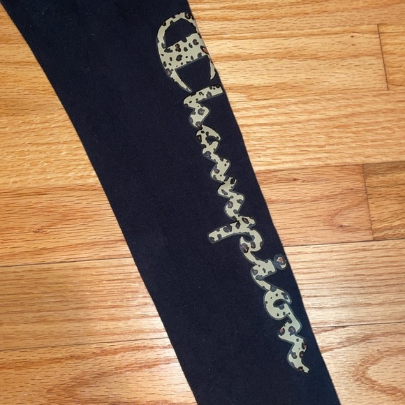 Champion black leggings with cheetah bring wait and wording comfy leggings soft - Picture 5 of 11